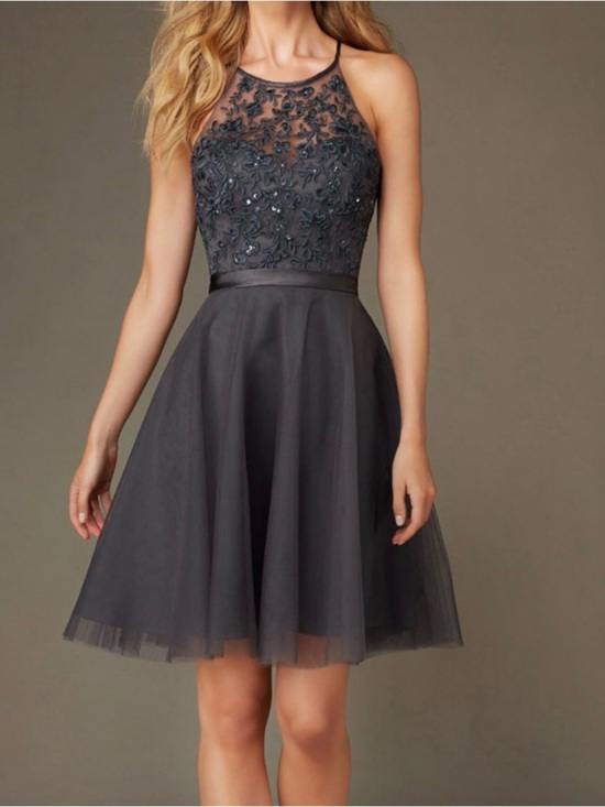 Morilee By Madeline Gardner Dresses & Skirts - Morilee Madeline Gardner Embroidered Cocktail Dress in Charcoal Sz 8